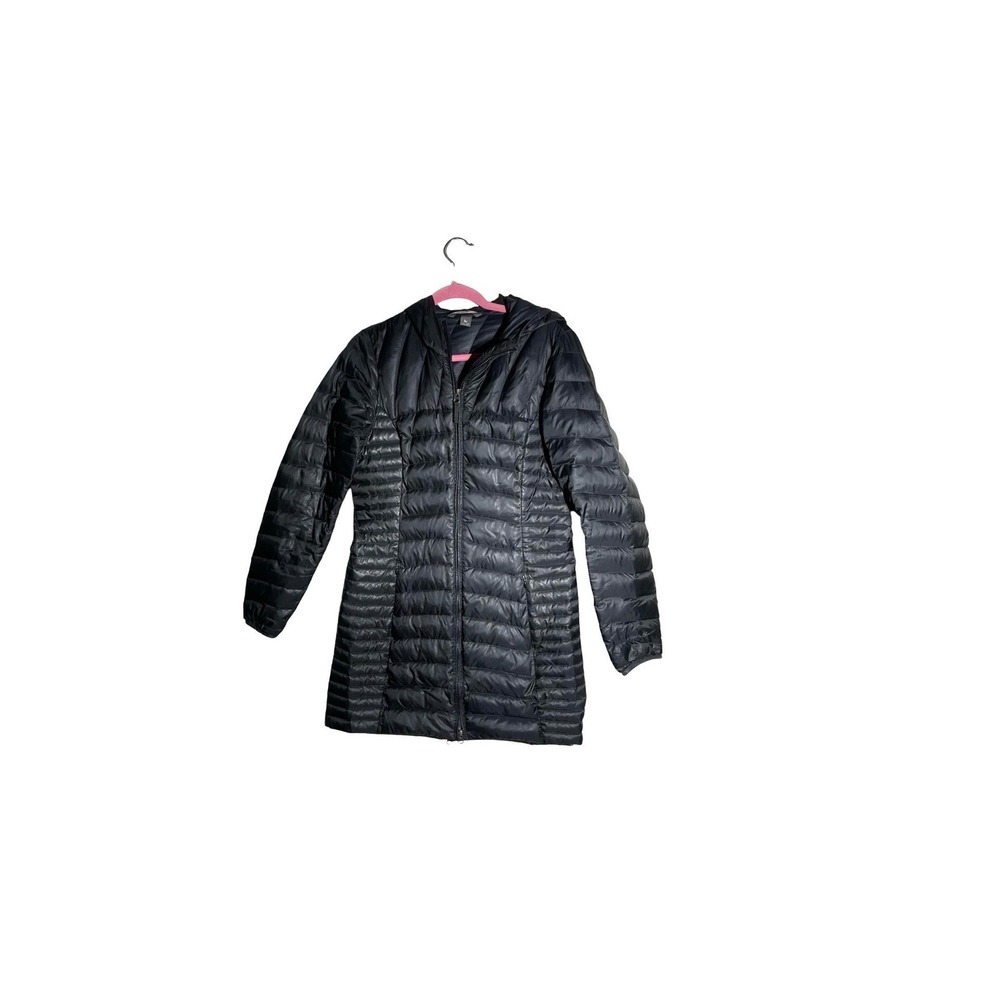 Eddie Bauer CirrusLite Down Puffer Jacket Hooded Black Women's M light weight